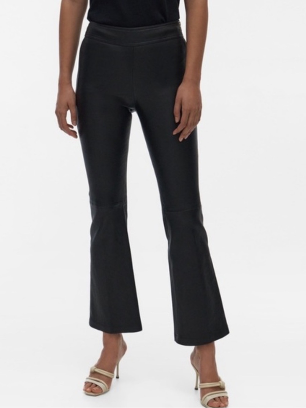 Helmut Lang Black Flare Cropped Pants - Sculpted Fit